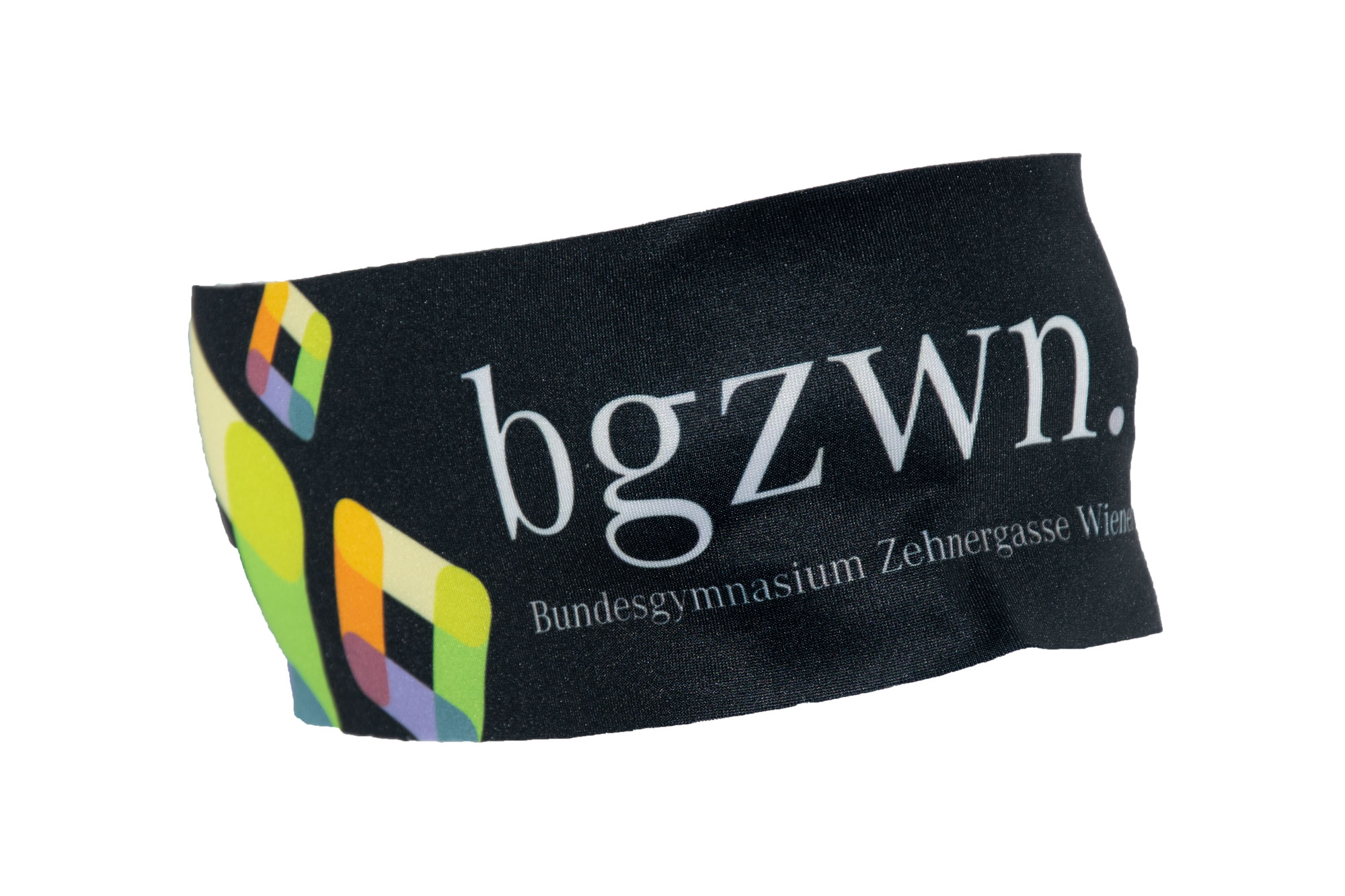 Stirnband schwarz mit Schullogo