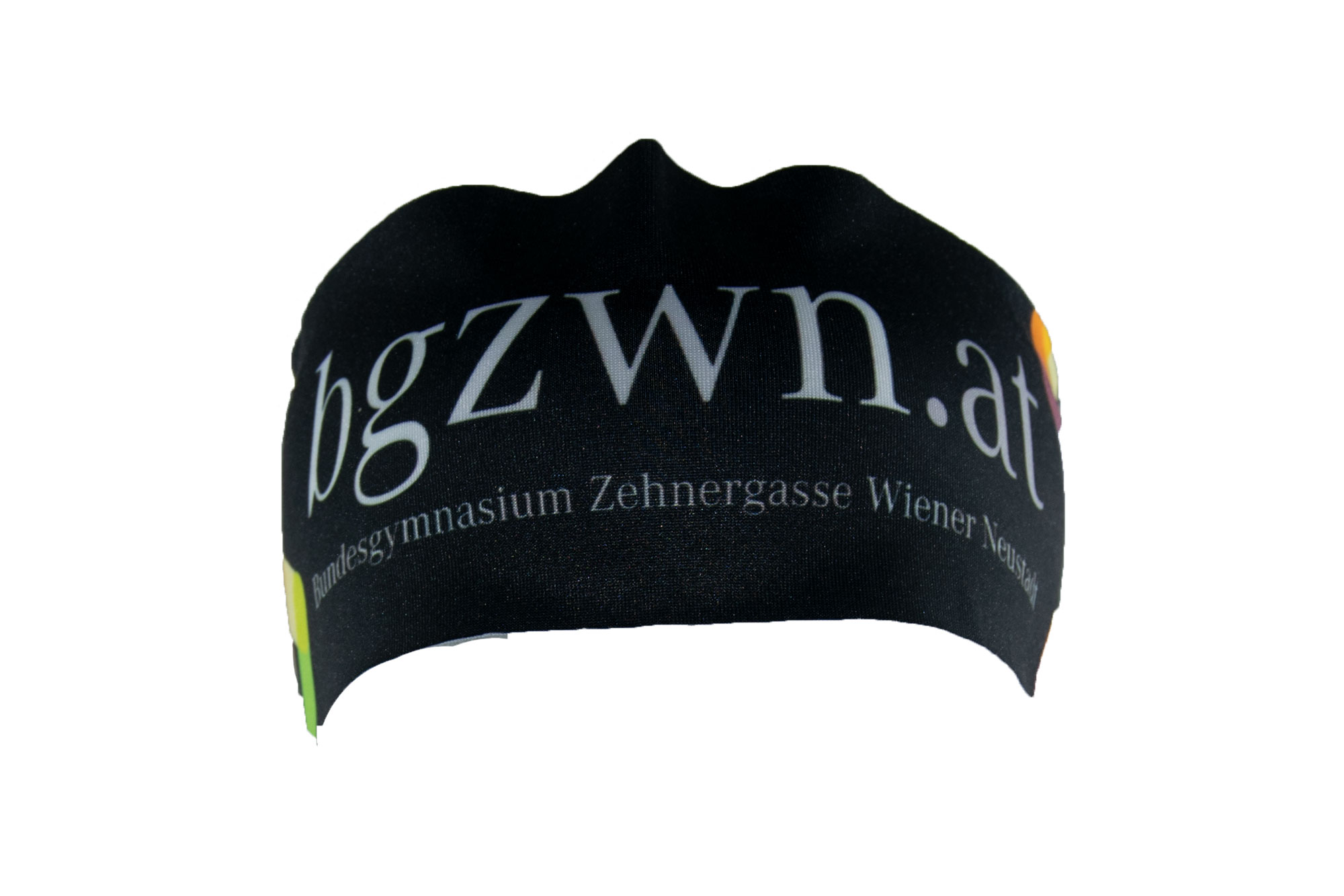 Stirnband schwarz mit Schullogo